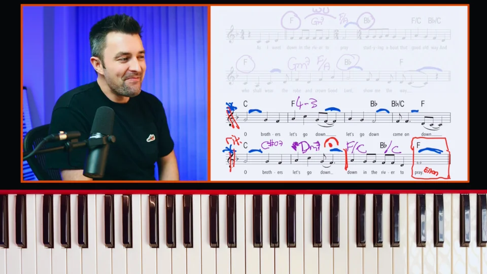 Adam teaching a lead sheet arrangement
